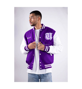 Men <b>Winter</b> Streetwear Varsity <b>Jacket</b> Oversized Wool <b>Leather</b> Sleeve Chenille Patch Stand Collar Bulk Supply - Product Image 6