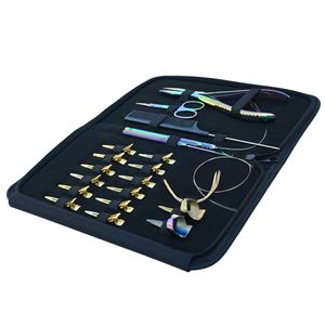 Kit Completo de Aplicación de Extensiones de Cabello Microlink con Alicates de Bloqueo de Cuentas Planas, Herramienta de Bucle para Cabello, Peine de Cola de Rata y Agujas para Coser Tramas - Product Image 1