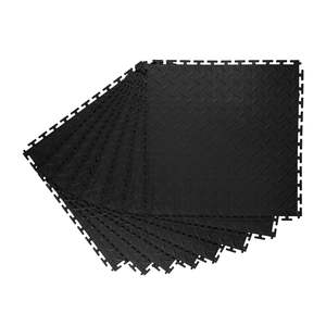 Tuiles de sol de garage modulaires en PVC à emboîtement 20,2 x 20,2 x 0,2, lot de 8, tapis antidérapants à motif diamant pour sols d'atelier - Product Image 1