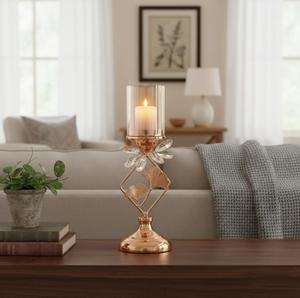 Glided Dragonfly Glass Hurricane Candleholder Modern <b>table</b> top <b>decor</b> - Product Image 4