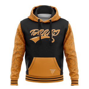 Nueva Llegada, Sudadera con Capucha Personalizada para Hombre, Diseño Color Block, Naranja y Negro, Estampado Gráfico, Bolsillo Canguro, Manga Larga, Sudadera Deportiva Lisa - Product Image 1