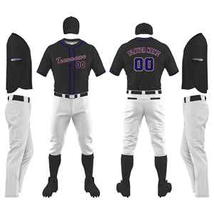 Conjunto de Uniforme de Béisbol Personalizado para Hombre, Manga Corta con Rayas Moradas, Poliéster que Absorbe la Humedad, Talla Adulto, Ropa Deportiva OEM - Product Image 5