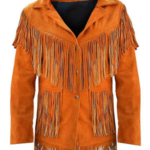 Veste en daim unisexe à franges, style décontracté, personnalisable, fermeture boutonnée, design tendance, en promotion - Product Image 2