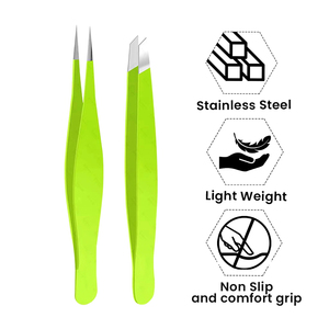 Pinzas Profesionales para Cejas con Punta Puntiaguda, Acero Inoxidable, Herramienta de Belleza de Precisión, Reutilizables, para Depilación, con Estuche Verde Moderno Incluido - Product Image 2