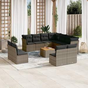 Conjunto de Sofás Modulares Grandes de Ratán PE Gris para Jardín, Colección Premium de Muebles Modulares para Exteriores - Product Image 1