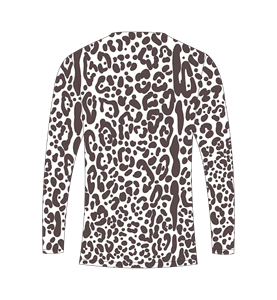 mens custom sublimation brown and white mixed <b>animal</b> print long sleeve t shirt hunting fishing athletic sports training shirt - Product Image 4