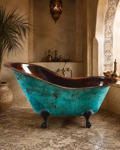 Bañera Moderna de Cobre Puro de Alta Calidad, Ecológica, Hecha a Mano, Independiente, para Baños de Lujo, Spas y Hoteles - Product Image 2