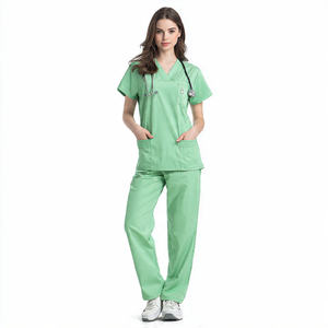 Uniformes de Enfermería para Hospital, Conjunto de Dos Piezas de Algodón Elástico Tejido, Traje de Enfermería Transpirable y Cómodo - Product Image 5