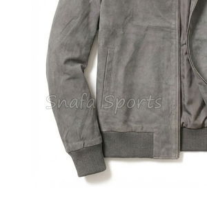 Veste en cuir pour homme de haute qualité avec logo personnalisé, tissu en toile, coupe-vent, respirante, design streetwear - Product Image 4