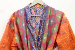 Veste Kimono en Soie Mélangée Poly Robe Courte en Soie Poly - Product Image 3