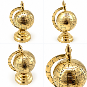 <b>Antique</b> Brass World Globe Decorative Vintage Desk <b>Ornament</b> Metal Stand Geographic Map Globe Home Office Study Library Decoration - Product Image 4