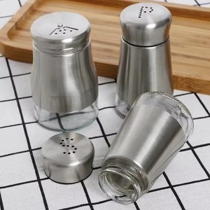 Stainless Steel Salt and Pepper Shakers Set with Holder Durable Herb Spice <b>Container</b> Metal Shakers for Kitchen Use - Product Image 4