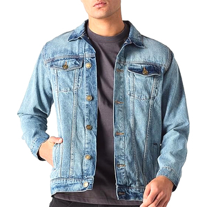 <b>Men's</b> Classic Blue Denim <b>Jacket</b> with Multi-Pocket Casual <b>Long</b> Sleeve Coat Fashionable Washed Technique for Winter Use - Product Image 4
