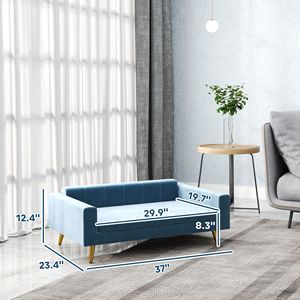 Canapé pour chien en velours moderne, lit pour animaux de compagnie en forme de beignet, pour chiens de petite à moyenne taille, bleu foncé - pour la saison d'automne - Product Image 3