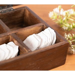 LUCI Chic Square Tea <b>Box</b> Stylish With Glass and Functional for Organizing Your Favorite Teas for Tea Fans Wooden Jewelry <b>Box</b> - Product Image 5