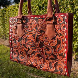 Nouvelle Arrivée 2026 – Sac Fourre-Tout Léger et Imperméable en Cuir Véritable 100% avec Motifs Floraux Gravés à la Main, Tendance Été pour Femme - Product Image 1