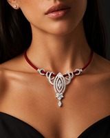 Collier ras du cou de luxe en chrome avec diamants pour femme, pendentif diamant blanc taille marquise, collier en corde couleur personnalisée