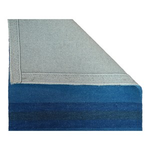 Tapis moderne en laine bleue tufté à la main, à poils ras, motif rayé 3D, pour salon, chambre et décoration d'hôtel - Product Image 4