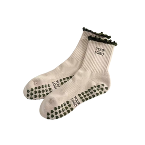 Wholesale Women Yoga Pilates Anti-slip Arch Cushion <b>Custom</b> Embroidery Logo Ruffle <b>Custom</b>-Pilates-<b>Socks</b> Heart-shaped Embroidery - Product Image 2