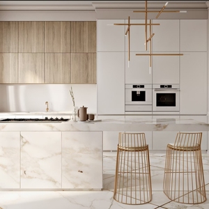 Gabinetes de Cocina Modulares Personalizados JY Project, Encimera de Mármol, Diseño Europeo, Ecológicos, Resistentes al Fuego, Bisagras de Cierre Suave, Juego Completo - Product Image 3