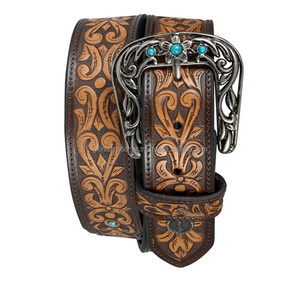 Ceinture de cowboy en cuir occidental de haute qualité, artisanale, marron, ceintures et accessoires de mode de qualité supérieure à prix de gros - Product Image 3