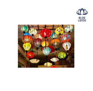 Lanternes rondes en bambou et plastique BLUE LOTOS pour l'extérieur, NOUVELLE ARRIVÉE, décorations pour adultes pour le Nouvel An chinois - Product Image 1