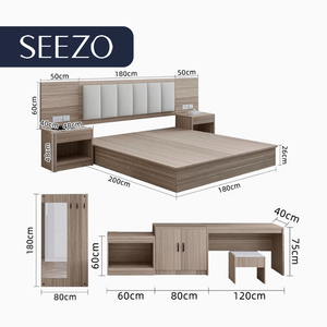 Ensemble de mobilier de chambre d'hôtel en mélamine sur mesure, tailles King Size, pour hôtels 3 et 4 étoiles, vente en gros directe usine, idéal pour appartements en Turquie - Product Image 1