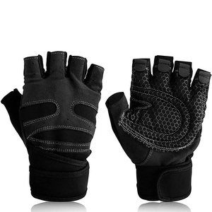 <b>Half</b> Finger Gym Gloves Breathable Lightweight Vinyl Adjustable Wrist Strap Non <b>Slip</b> Fitness Weight Lifting Training Unisex - Product Image 2
