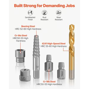 Custodia Solida per Set di Estrattori di Dadi e Bulloni da 65 Pezzi con Punte per Trapano Facili da Usare, Comodo Set di Estrattori per Viti - Product Image 3