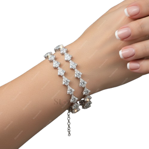 สร้อยข้อมือเพชรทรงสามเหลี่ยมธรรมชาติ ทองคำขาว 14K ดีไซน์แบบโซ่ สำหรับผู้หญิง หรูหรา สวยงาม ของขวัญสุดพิเศษ - Product Image 2