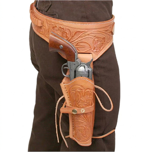 Ceinture de cowboy traditionnelle en cuir, étui à cartouches, porte-chargeur, boucle réglable, accessoire de port pour l'équitation - Product Image 1