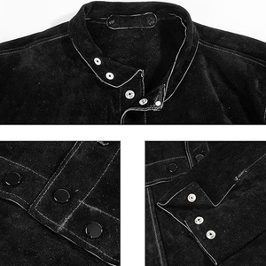 Unisex Cowhide Split Leather Welding <b>Jacket</b> Heavy Duty Flame-Resistant Apron Sleeve Coat with Reflective Safety Features - Product Image 5
