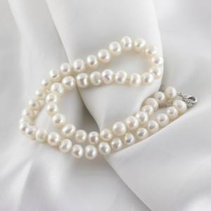 Collar de Perlas de Agua Dulce Blancas Casi Redondas de 8-9 mm, Regalo para Eventos y Festivales de la Empresa - Product Image 4