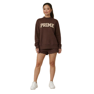 Conjunto de Sudadera y Pantalón Corto de Forro Polar Bordado para Mujer, Estilo Urbano Casual, Manga Larga, Cuello Simulado, Largo hasta la Rodilla, para Invierno, Venta al por Mayor en Grandes Cantidades - Product Image 2