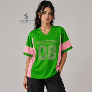 อัลฟ่า |   คาปา |   เสื้อเจอร์ซีย์ฟุตบอลผู้หญิง Alpha Sorority แบบวีเนค แขนสั้น ผ้าตาข่าย ระบายอากาศได้ดี - Product Image 5