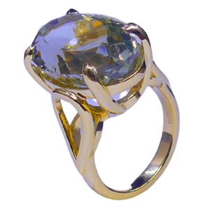 Anillo Clásico de Plata de Ley 925 Chapado en Oro con Gema de Amatista Verde para Mujer, Joyería para Bodas - Product Image 1