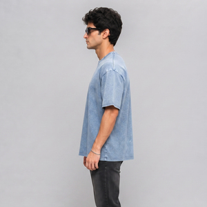 Camisetas de hombre de corte holgado, estilo vintage, con lavado mineral, de manga corta, 100% algodón, de gramaje pesado, con lavado ácido y corte cuadrado - Product Image 4