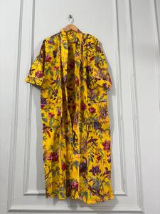 Bata de Baño de Algodón con Estampado Floral Amarillo para Mujer, Hecha a Mano en India, Estilo Kimono, Elegante, Transpirable, de Secado Rápido, Ropa de Dormir de Verano - Product Image 3