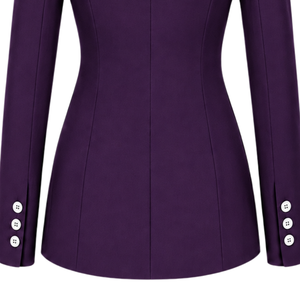 Blazer sur mesure violet foncé pour femme, croisé, coupe ajustée, manches longues, veste de costume formelle pour le bureau et les affaires, personnalisable - Product Image 5