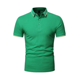 Polo pour homme en coton uni à manches courtes, col classique, confortable, décontracté, vêtements d'été pour tous les jours et le bureau - Product Image 1