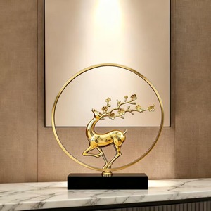 Escultura de Ciervo Dorado con Diseño Circular de Ramas Florales, Adorno de Arte Moderno para Mesa, Decoración para Sala de Estar y Regalo - Product Image 2