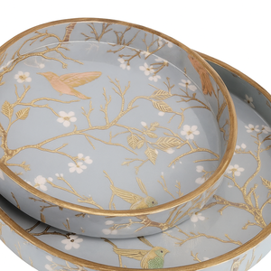 Bandeja de Servir de 2 Piezas de Madera MDF con Recubrimiento de Esmalte Dorado, Diseño con Estampado Animal, Estilo Art Deco, Ligera y Resistente al Calor - Product Image 1