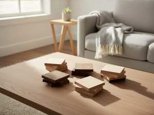 Classic Wooden Tea <b>Coasters</b> <b>Set</b> Wood Blanks Square Natural Wood Chips Blank Wooden Acacia <b>Coasters</b> for Laser Engraving - Product Image 2