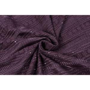 Tela Georgette Bordada por Metro, Diseño Geométrico con Lentejuelas en Morado Oscuro, 44 Pulgadas de Ancho, TFAB GEO EMB01 194 - Product Image 4