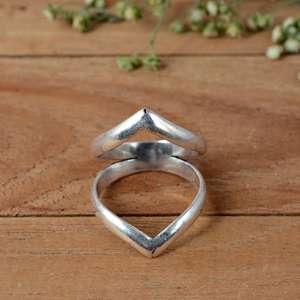 Handmade 925 Sterling <b>Silver</b> Arthritis Splint <b>Ring</b> Minimalist Polished Chevron V Design <b>Adjustable</b> Joint Support - Product Image 1