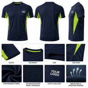 Men's Performance Gym Shirt Short Sleeve Quick Dry Breathable Moisture Wicking Lightweight Stretch Custom <b>Logo</b> - Product Image 4