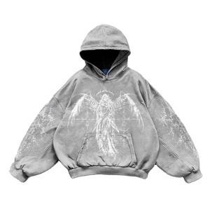 Pull à capuche à épaules tombantes pour hommes, sweat-shirt à capuche 100% coton en molleton brodé à imprimé bouffant, décontracté pour l'hiver, vente en gros sur mesure - Product Image 3