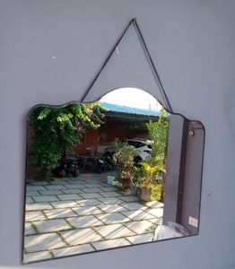 Miroir mural décoratif moderne ARTISAN DESIGN avec chaîne de suspension, bord ondulé, cadre en métal, pour salle de bain, coiffeuse, décoration intérieure - Product Image 3