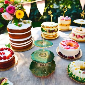 Soporte Redondo de Resina Hecho a Mano de Primera Calidad para Pasteles, Mesa de Exhibición de Postres para Bodas, Fiestas de Cumpleaños, Decoración de Eventos de Panadería y Catering - Product Image 1