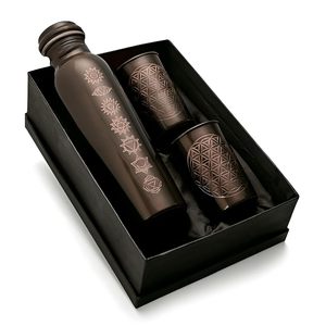 7 Chakra Copper Water Bottle Copper Water Bottle with <b>Glass</b> Set Pure Leak-Proof 2 Water <b>Glasses</b> 300ml Eac Best for Gifting - Product Image 6